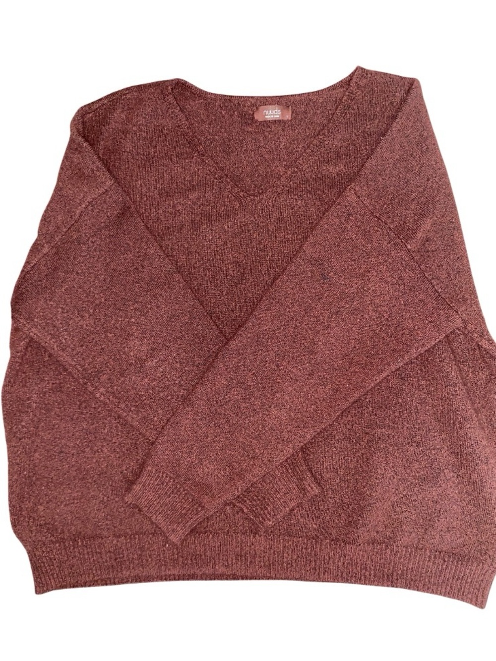 Nuuds • Heather Brown • V-Neck • Sweater • Oversized Large